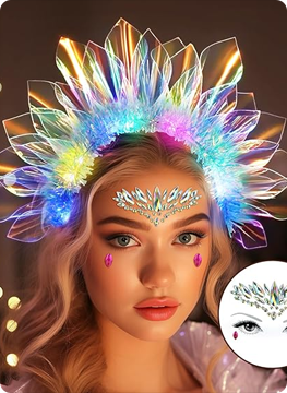 Farochy Headbands – LED Glow Headband with Face Jewels